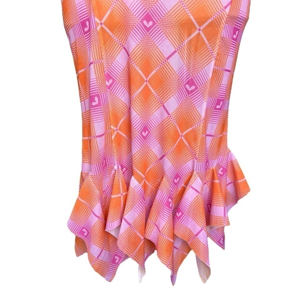 Sultry Virgin Check Midi Skirt - Orange XS - Picture 6 of 10